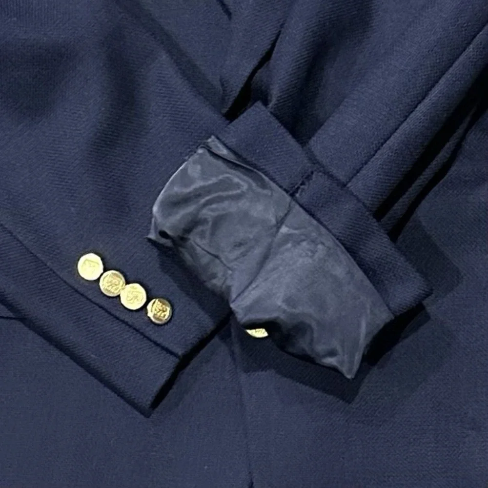 Walter Morton Clothes Jacket Blazer Wool 45L Navy Blue Gold Buttons Classic